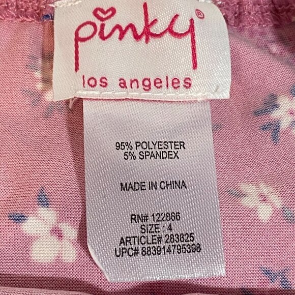 Pinky Los Angeles Girls’ Floral Dress Size 4, Short Sleeves, Dusty Rose Color - Picture 7 of 8